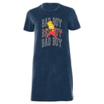 The Simpsons Bad Boy Bart Women's T-Shirt Dress - Navy Acid Wash - XXL - Navy Acid Wash