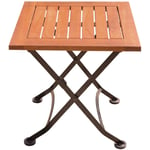 Table d'appoint pliable table de camping balcon table longueur 45 cm bois d'eucalyptus pliable, métal marron, h 45 cm, jardin balcon