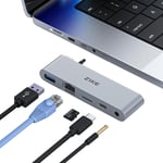 Hub USB C-MacBook Pro Adaptateur USB pour MacBook Pro 2023-2016,MacBook Air 2022-2016 avec 5 Gbit/s de type C/USB A,TF UHS I,connexion réseau LAN et port audio 3,5 mm.[W991]