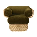 Gubi - Basket Lounge Chair - Fully Upholstered Rattan Mumble 40, Glamour Group - Lenestoler - Joe Colombo - Grønn - Metall/Tre/Tekstilmateriale/Skum