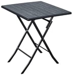 Gardenia Table Pliante de Jardin terrasse Balcon en métal Effet Bois Anthracite 62 x 62 Plastique