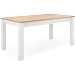 Table à manger extensible BERGEN - Décor chêne artisan et blanc - Rallonge 55 cm - Jusqu'à 12 personnes - L 160-215 x P 90 x H 75 cm