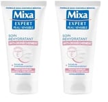 Mixa Expert Peau Sensible - Soin Réhydratant Antidessèchement à l'Extrait d'Avoine + Karité Nutritif - 50 ml (Lot de 2)