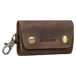 STILORD 'Atticus' Porte Clé avec Mousqueton Cuir Étui Vintage Mini Portre-Clefs Petit Pochette Organiseur en Cuir Mini Porte Cartes avec Boîte Cadeau, Couleur:Marron Moyen