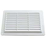 Merriway BH01158 9 x 6 inch Fixed Louvre Air Vent Grille with Flyscreen (Overall Vent Size: 257 x 163mm), White Plastic