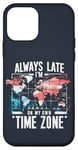 Coque pour iPhone 12 mini Always Late I'm My Own Time Zone Jeu de mots drôle Sarcasme Carte du monde