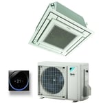 Climatiseur à cassette entièrement plat 18000 btu ffa50a + rzag50a r-32 wi-fi optionnel avec commande filaire et gril inclus commande filaire noir