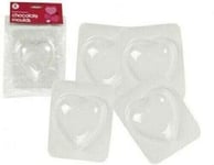 4 x Jumbo Heart Shaped Clear Chocolate Moulds Valentines Day Baking Cooking Tray