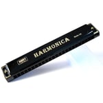 24-håls Metallmunspel Professionell Harmonica för Nybörjare Svart