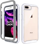 Coque Pour Iphone 8 Plus / 7 Plus 5,5 Pouces ,Antichoc Tpu Housse Étui Intégré Lèvre Surélevée Pour Écran & Caméra 360 Degré Transparent Complète Case Anti-Rayures Blanc