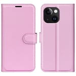 iPhone 15 Plus Fodral Litchi Rosa