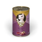 Kitty Cat Paté Faisan & Canard, 6 x 400 g, Nourriture Humide pour Chat, sans céréales, avec Taurine, Huile de Saumon et Moule aux orles Verts, Aliment Complet avec Haute teneur en Viande, fabriqué en