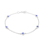 Amazon Essentials Bracelet en argent sterling en forme de cœur bleu avec zircon cubique 19 cm