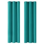 Deconovo Rideau Occultant Thermiques Anti Froid, Double Rideau Isolant Anti-Bruit, Économie d'Énergie, Idéal pour Chambre et Salon, 107x160 CM (Largeur x Hauteur), Turquoise, 2 Pièces