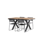 Venture Home Matgrupp Garcia Bord med 4 Lina Stolar Diningtable Alumnium - Black / Rectangular 90*150* +L GR23361