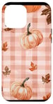 Coque pour iPhone 12 Pro Max Rose Vintage Carreaux Feuilles Automne Citrouille Épices Récolte