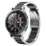 SUNDAREE Compatible avec Bracelet Samsung Galaxy Watch 46MM/Watch 3 45MM/Gear S3/Garmin Venu 2/Huawei Watch GT 4 46MM/Ticwatch Pro 3,22MM Argent Noir Remplacement Acier Inoxydable Métal Montre Band