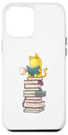 Coque pour iPhone 12 Pro Max Kawaii Cat Reading Book Stack Cute Bookworm T-shirt graphique