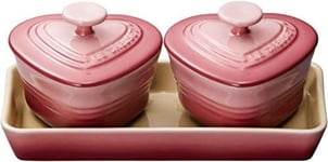 Le Creuset Miniature Ramekin DAmour Set Heart Rose Quartz Tray F/S w/Tracking#