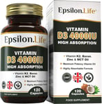 Vitamin D3 K2 Zinc Supplement Vitamin D 4000IU High Strength Formula