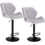 WOLTU BH139hgr-2 Lot de 2 Tabouret de Bar réglable en Hauteur Chaise Haute pour Bar avec Dossier siège rembouré en Velours Pied en métal,Gris Clair