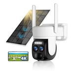 Caméra de Surveillance Extérieur, 4K 5Dbi Camera Surveillance WiFi Exterieure sans Fil Solaire,avec Panneau Solaire,Détection Humaine AI,Audio