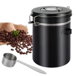 ASelected Boîte à café hermétique de 1,8 l en acier inoxydable avec couvercle et pelle - Boîte de conservation sous vide avec affichage de la date - Grains de café pour grains de café, noix, grains de