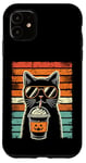 Coque pour iPhone 11 Trick or Treat Chat Noir Hipster Amusant Halloween Chat Noir