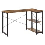 L-Shaped Computer Desk Study Workstation Table Rustic Brown