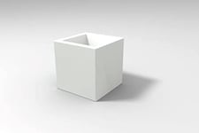 Kloris Vase Cube Moderne planteur carré Ellénique 45 polyéthylène. Blanc Toute capacité 45 x 45 cm. Fabriqué en Italie, Hauteur et Profondeur 45 cm