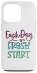 Coque pour iPhone 13 Pro Citation inspirante « Each Day Is a Fresh Start »