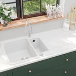 Echoo - vier de cuisine Granit Double lavabo Blanc - The Living Store - Blanc