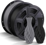 Filament 1.75 PLA,1kg Bobine PLA Filament pour Imprimante 3D (Gris+Noir-2pcs)