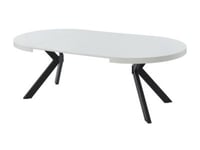 Table à manger extensible 4 à 8 personnes en MDF et acier - Blanc laqué et noir - KOMONI