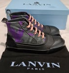 Lanvin Error Printed Canvas Mid Top Lace-up Sneaker Grey Purple Size uk 5 eu 39