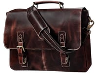 Rustic Town Sacoche Homme Bandoulière Cuir - 16 Pouces Ordinateur Messenger - PC Portable Besace Cartable Cuir pour Homme