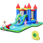 Goplus - Château Gonflable, Aire de Jeux Aquatique Gonflable avec Zone de Saut,Canons a Eau et Toboggan pour Les Enfants de 3 a 8 Ans,Toboggan