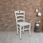 Toscohome - Chaise en bois blanc glacé avec assise solide - Décoration