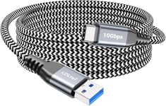 Lot De 2 Longs Câbles Usb Vers Usb-C De 3 M, Câble Usb 3.2 Gen 2 Vers Type C Avec Synchronisation De Données Haute Vitesse 10 Gbit/S 3,1 A, Charge Rapide Pour Iphone 15 Pro , Samsung Galaxy