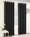 Black Vogue Blockout Curtains Lined Thermal Eyelet Ring Top 229cm 90x108 Curtain