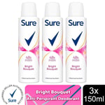 Sure Women Motion Sense Antiperspirant Deodorant, Bright Bouquet, 3 Pack, 150ml