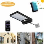 Volavo - Lampe Solaire Exterieur 48 led Détecteur de Mouvement Lumière Dimmable avec Télécommande Sans Fil Étanche Lampe Solaire pour Porte Couloir