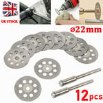 12x Mini Diamond Cutting Discs Wheel Blades+drill Bit Set For Dremel Rotary Tool