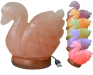 Natural Swan Shape Himalayan Salt Light Lamp USB Colour Changing Crystal Lamps