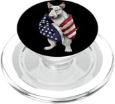 Bull Terrier Dog Patriot Wrap dans le drapeau des États-Unis Amérique PopSockets PopGrip pour MagSafe