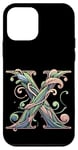 Coque pour iPhone 12 mini Lettre initiale du nom de l'alphabet X dans le style art nouveau