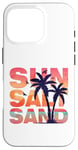 Coque pour iPhone 16 Pro Soleil Sel Sable Amusant Plage Amoureux Vacances d'été Palmier T-