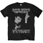 David Bowie Men's Heroes Court T-Shirt, Black, Medium