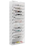 EasyPAG 13 Compartiments Métal Porte Document Mural A4 Porte Revue Suspendu Organisateur de Bureau à Suspendre Banette de Rangement Range Papier Corbeille a Courrier Murale,Blanc