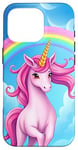 iPhone 16 Pro Colorful Unicorn in Clouds with Bright Rainbow Case